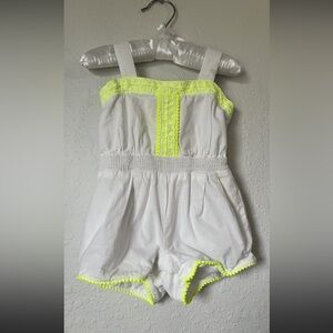 Janie and Jack white one-piece romper with neon trim Girls Size 3-6 months NWT
